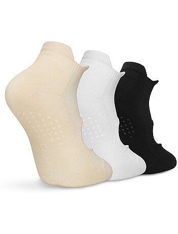 Pack 3 calcetines tobilleros antideslizantes yoga fitness hombre y mujer scale