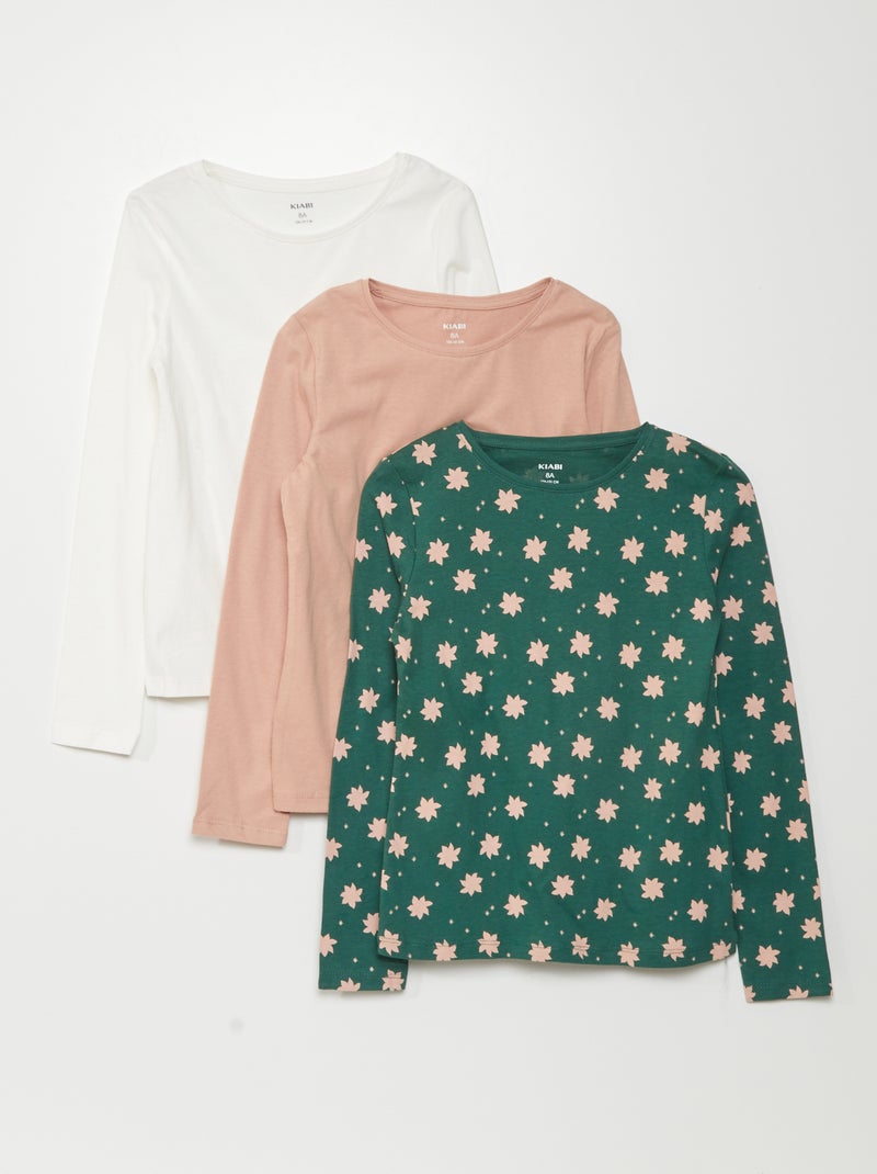 Pack 3 camisetas de manga larga VERDE - Kiabi