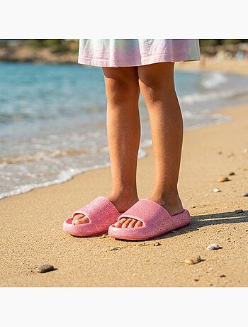 Pack 3 Chanclas Niña Brillo Lentejuelas - Beige Rosa Fucsia OZABI