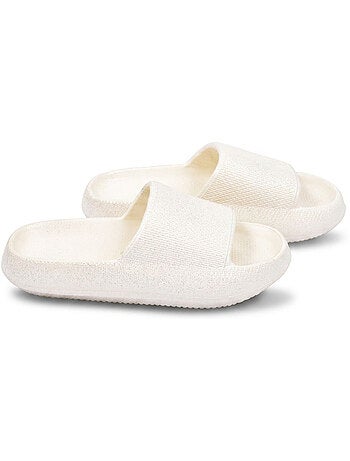 Pack 3 Chanclas Niña Brillo Lentejuelas - Beige Rosa Fucsia OZABI