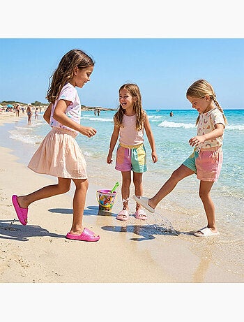Pack 3 Chanclas Niña Brillo Lentejuelas - Beige Rosa Fucsia OZABI