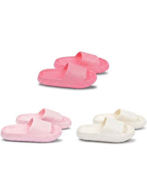 Pack 3 Chanclas Niña Brillo Lentejuelas - Beige Rosa Fucsia OZABI - Kiabi