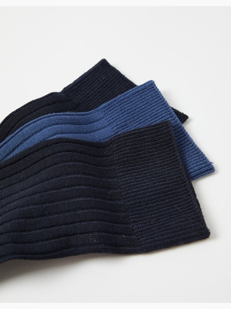 Pack 3 pares de calcetines altos acanalados, MO Fashion Azul - Kiabi