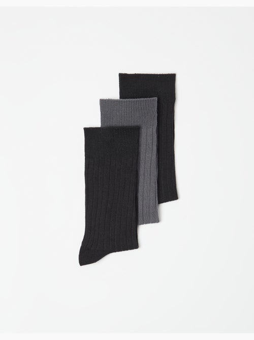 Pack 3 pares de calcetines altos acanalados, MO Fashion - Kiabi