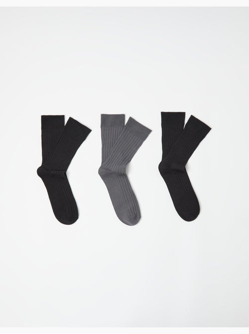 Pack 3 pares de calcetines altos acanalados, MO Fashion - Kiabi