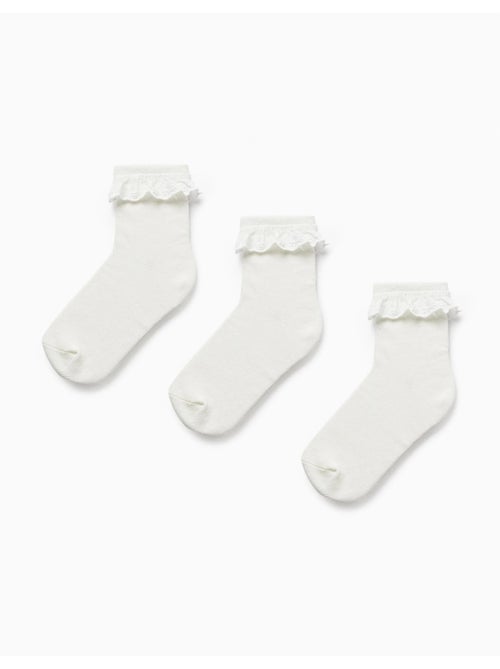 Pack 3 pares de calcetines con bordado inglés - Kiabi