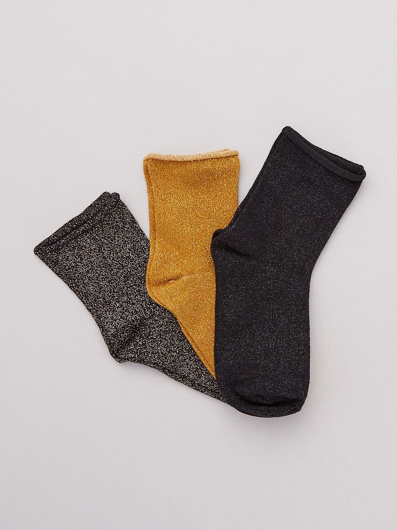 Pack 3 pares de calcetines lúrex AMARILLO - Kiabi