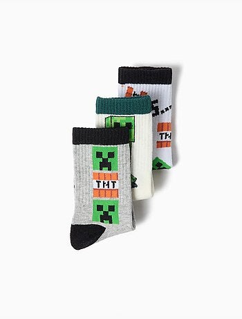 Pack 3 pares de calcetines 'minecraft', mo fashion