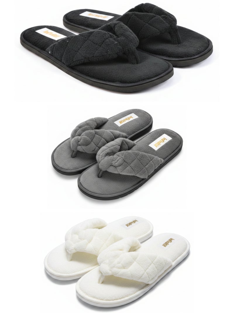 Pack 3 pares zapatillas de casa y chanclas mujer INFINITIF PARIS Negro Gris Blanco - Kiabi