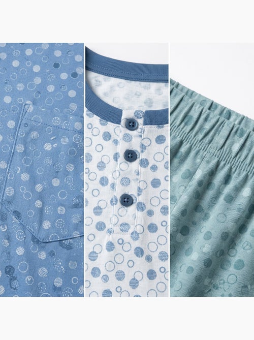 Pack 3 Pijamas Cortos Hombre Algodón Mayoritario, Cuello Botón OZABI - Kiabi Pack 3 Pijamas Cortos Hombre Algodón Mayoritario, Cuello Botón OZABI - Kiabi