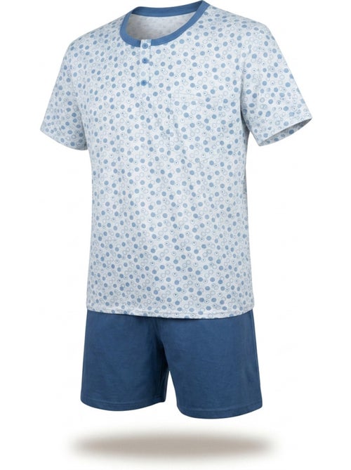 Pack 3 Pijamas Cortos Hombre Algodón Mayoritario, Cuello Botón OZABI - Kiabi Pack 3 Pijamas Cortos Hombre Algodón Mayoritario, Cuello Botón OZABI - Kiabi