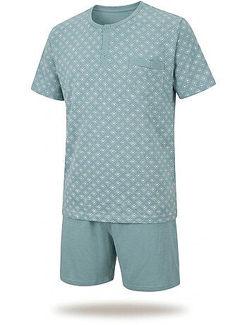 Pack 3 Pijamas Cortos Hombre Algodón Mayoritario, Cuello Botón OZABI