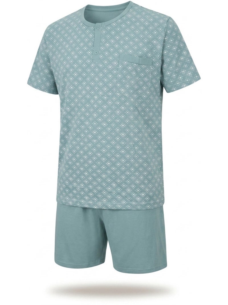 Pack 3 Pijamas Cortos Hombre Algodón Mayoritario, Cuello Botón OZABI Beige - Kiabi