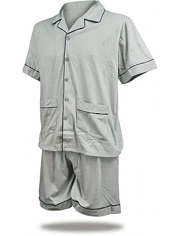 Pack 3 Pijamas Cortos Hombre Algodón Mayoritario, Cuello Camisa Botón