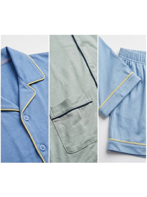Pack 3 Pijamas Cortos Hombre Algodón Mayoritario, Cuello Camisa Botón - Kiabi Pack 3 Pijamas Cortos Hombre Algodón Mayoritario, Cuello Camisa Botón - Kiabi