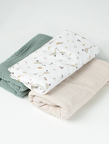 Pack 3 sábanas bajeras capazo bebé gasa algodón - SEVIRA KIDS