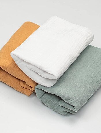 Pack 3 sábanas bajeras capazo bebé gasa algodón - SEVIRA KIDS