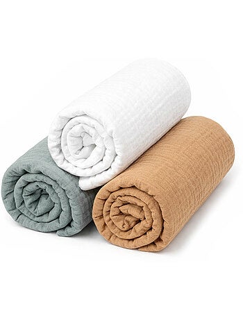 Pack 3 sábanas bajeras capazo bebé gasa algodón | SEVIRA KIDS