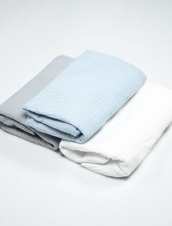 Pack 3 sábanas bajeras cuna bebé gasa algodón - SEVIRA KIDS