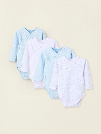 Pack 4 bodies de algodón cierre cruzado