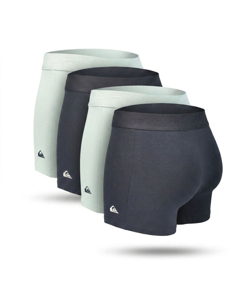 Pack 4 Boxers Hombre Confort Algodón Stretch QUIKSILVER Negro Azul cielo - Kiabi
