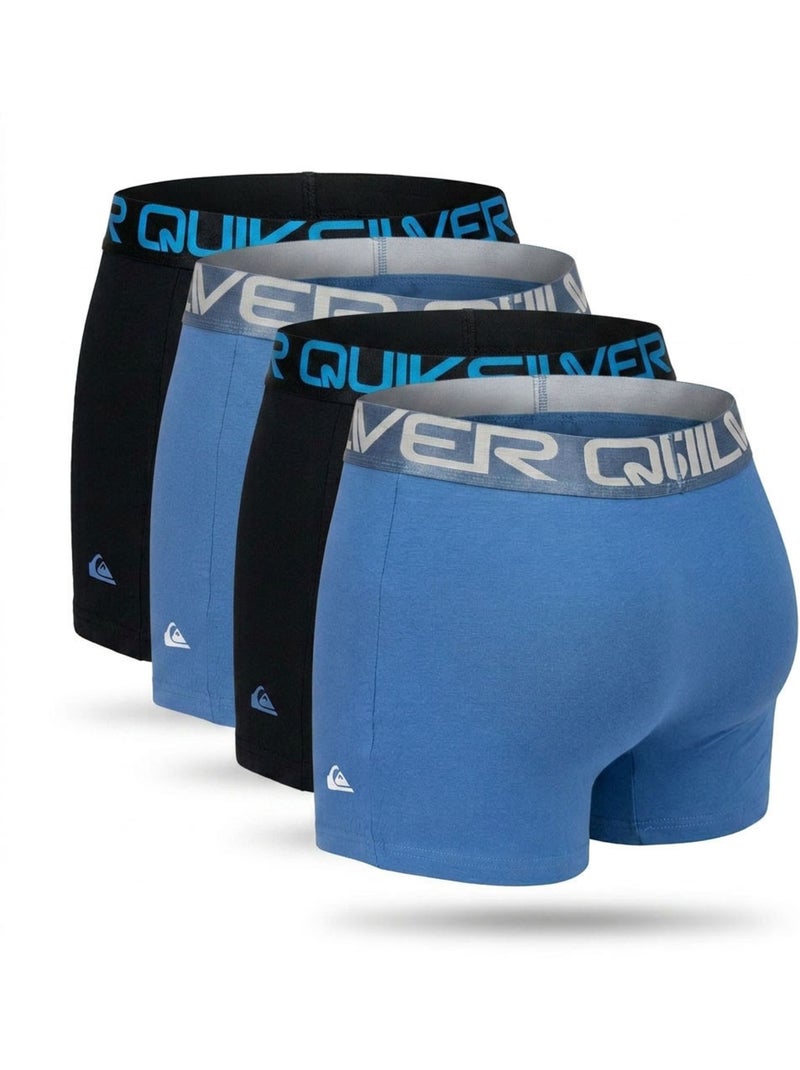 Pack 4 Boxers Hombre Confort Algodón Stretch QUIKSILVER Negro Azul - Kiabi