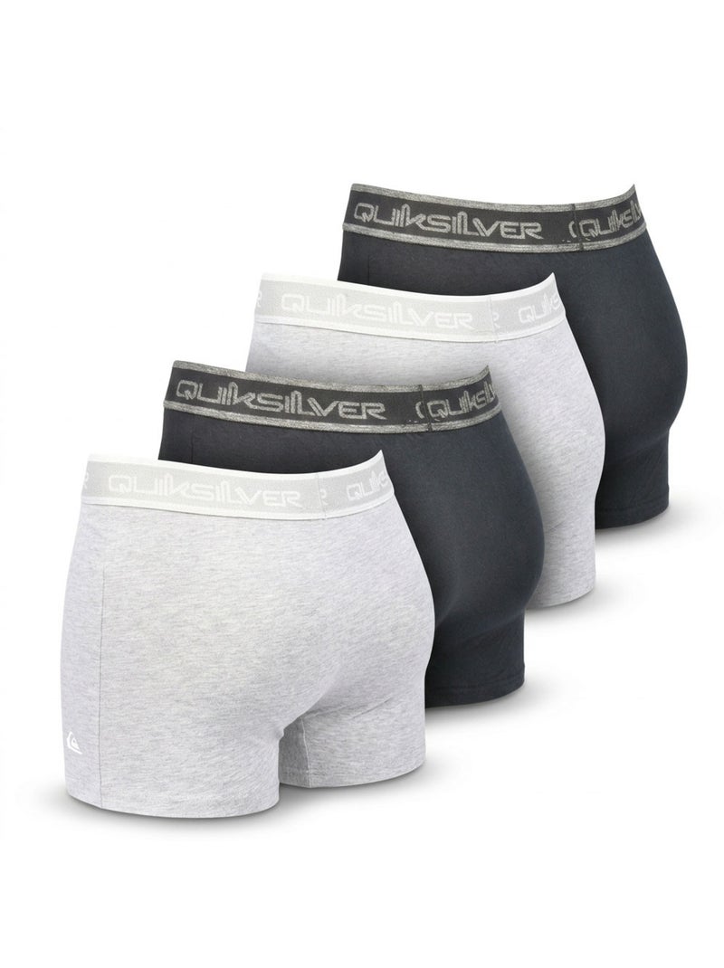 Pack 4 Boxers Hombre Confort Algodón Stretch QUIKSILVER Negro Gris - Kiabi