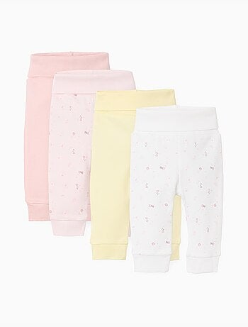 Pack 4 pantalones de algodón lisos/florales