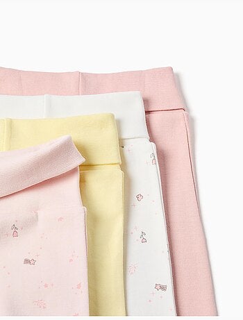 Pack 4 pantalones de algodón lisos/florales