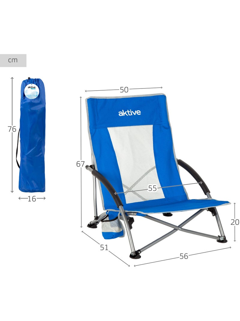 Pack 4 sillas plegables playa 50x51x67 cm con bolsillo aktive Azul - Kiabi