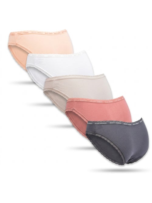 Pack 5 Bragas Mujer Algodón Mini Encaje Lazo Satén OZABI - Kiabi