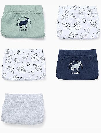 Pack 5 calzoncillos con motivo lobos
