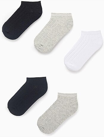 Pack 5 pares de calcetines cortos acanalados