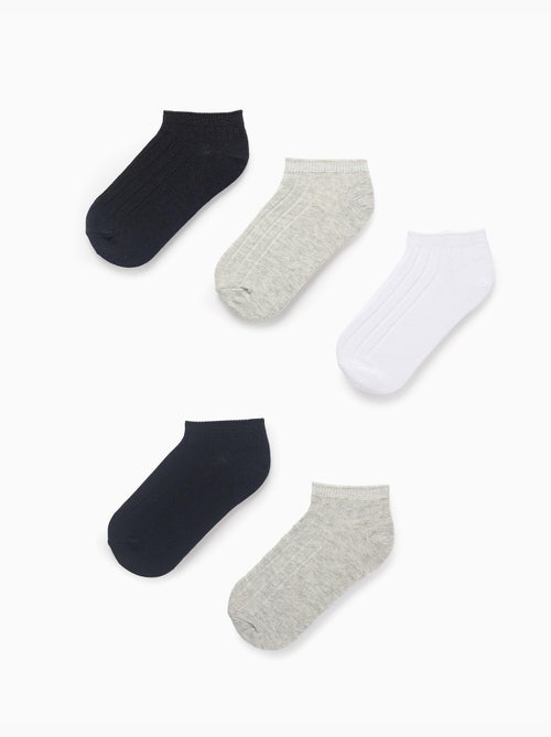 Pack 5 pares de calcetines cortos acanalados - Kiabi Pack 5 pares de calcetines cortos acanalados - Kiabi