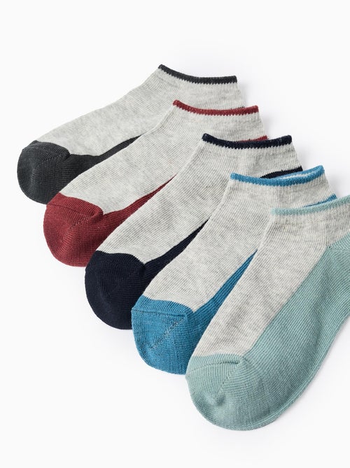 Pack 5 pares de calcetines tobilleros bicolores - Kiabi Pack 5 pares de calcetines tobilleros bicolores - Kiabi
