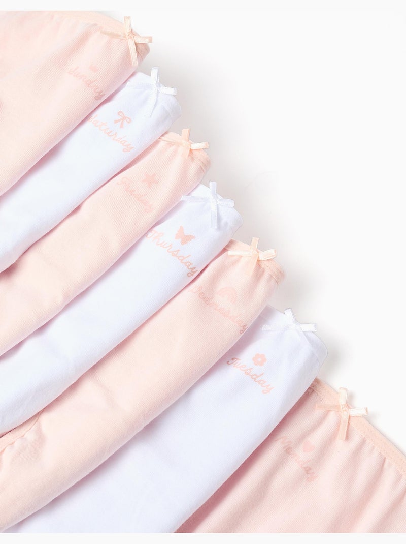 Pack 7 braguitas de algodón días de la semana Blanco Rosa - Kiabi