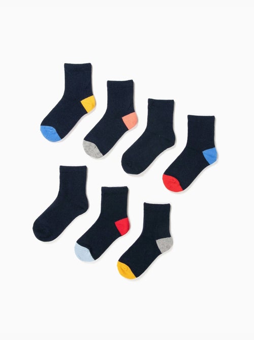 Pack 7 pares de calcetines con detalles coloridos - Kiabi Pack 7 pares de calcetines con detalles coloridos - Kiabi