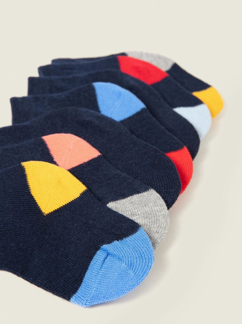 Pack 7 pares de calcetines con detalles coloridos Azul oscuro - Kiabi