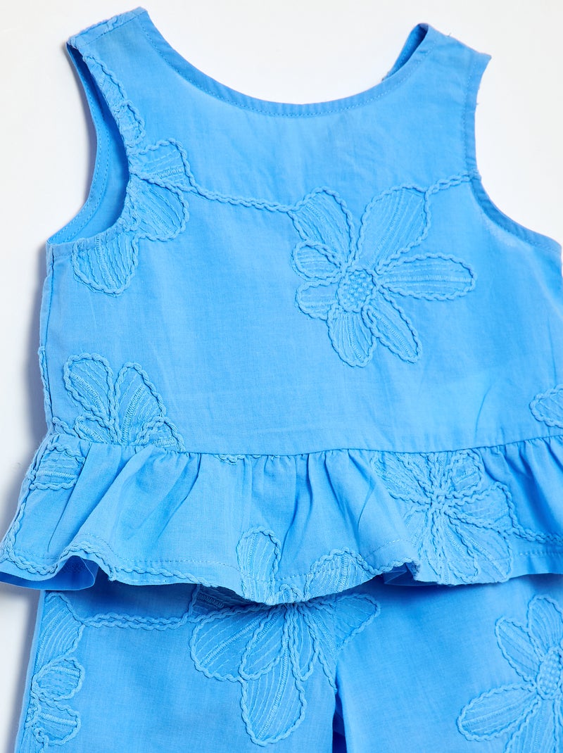 Pack blusa + pantalón con bordados - 2 piezas Azul - Kiabi
