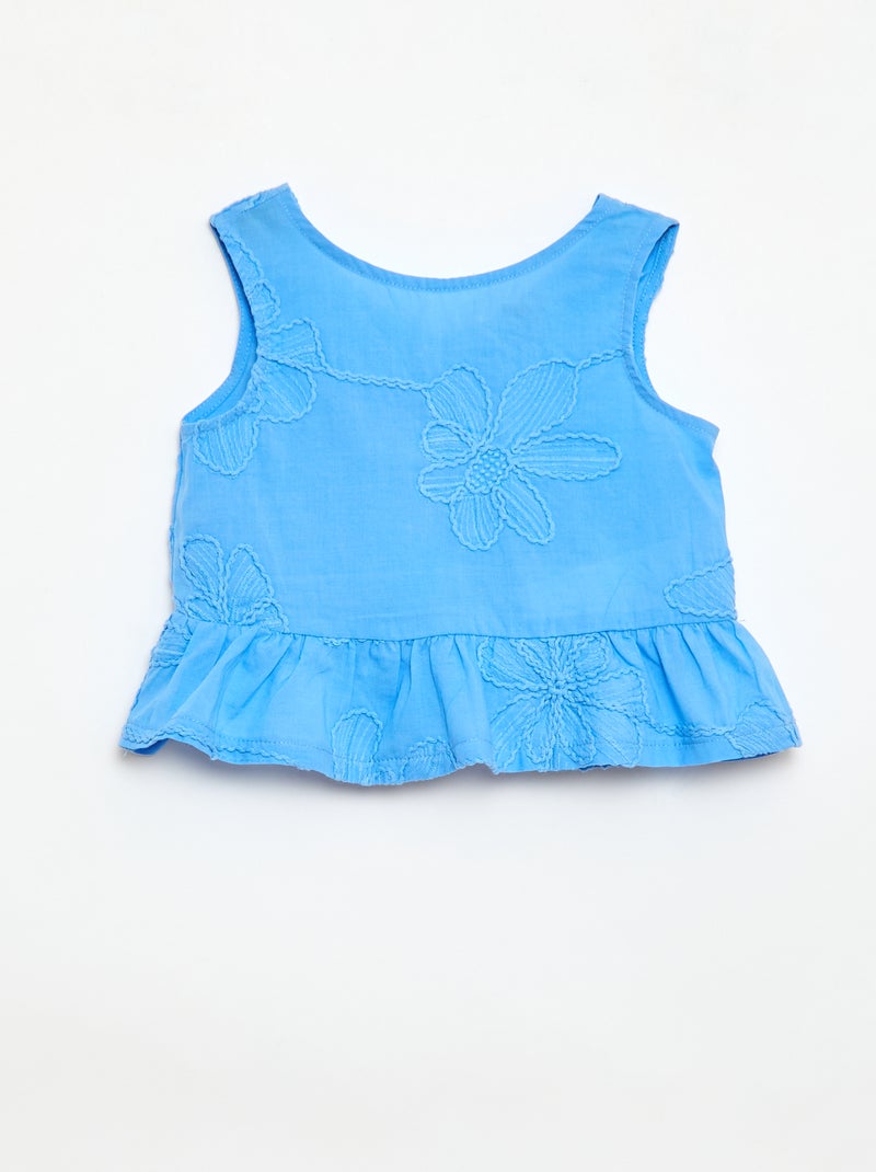Pack blusa + pantalón con bordados - 2 piezas Azul - Kiabi