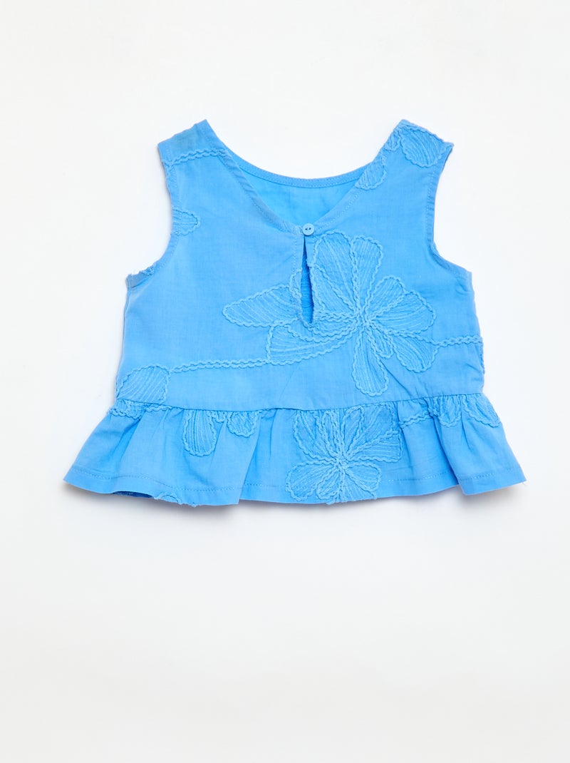 Pack blusa + pantalón con bordados - 2 piezas Azul - Kiabi