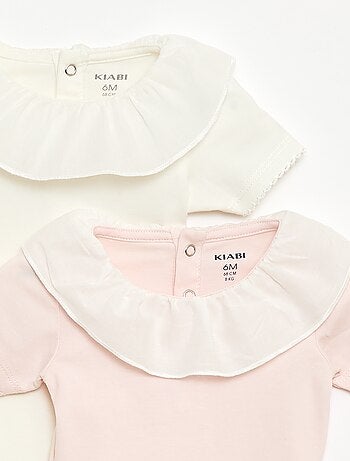 Pack bodies con cuello Claudine - 2 piezas