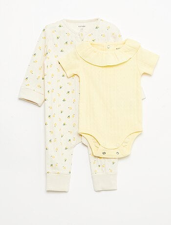 Pack body evolutivo + pijama en punto canalé