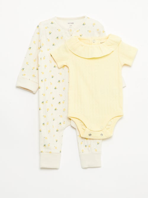 Pack body evolutivo + pijama en punto canalé - Kiabi