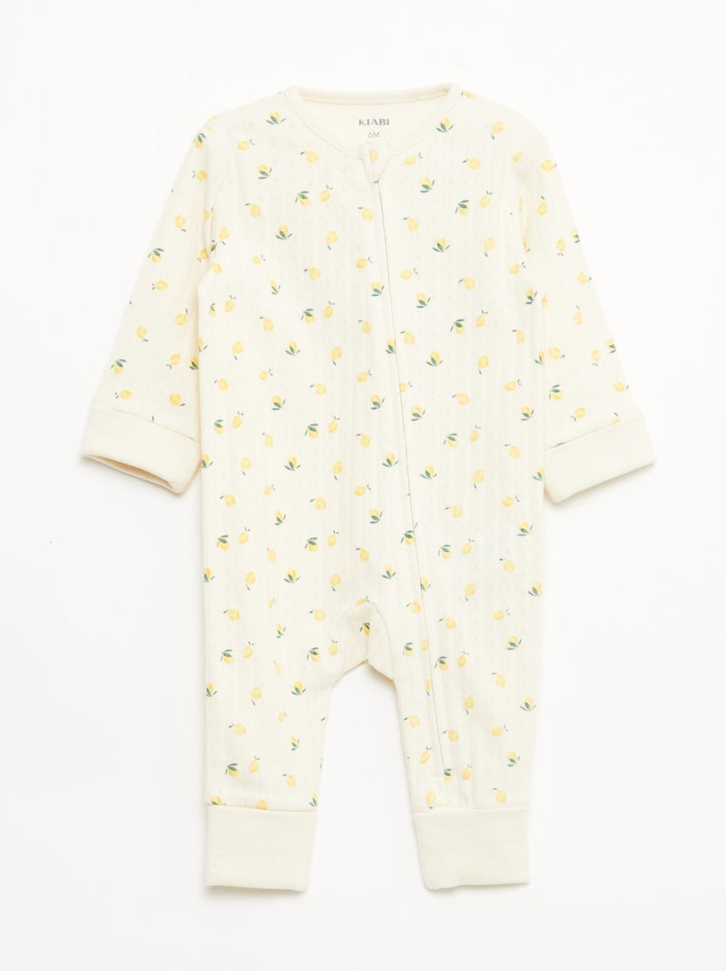 Pack body evolutivo + pijama en punto canalé Amarillo - Kiabi