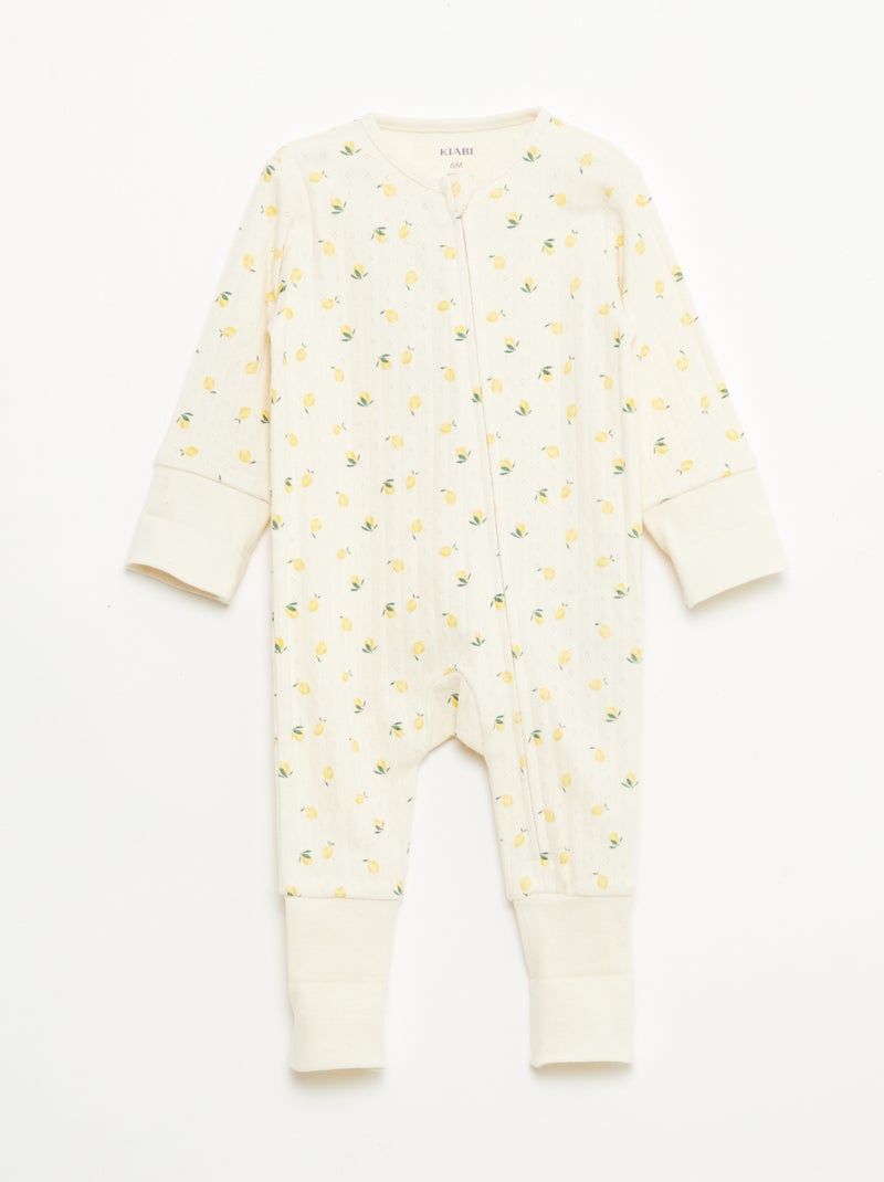 Pack body evolutivo + pijama en punto canalé Amarillo - Kiabi