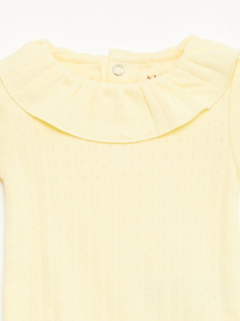 Pack body evolutivo + pijama en punto canalé Amarillo - Kiabi