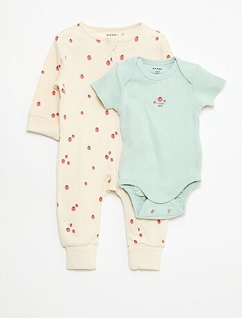 Pack body evolutivo + pijama en punto canalé
