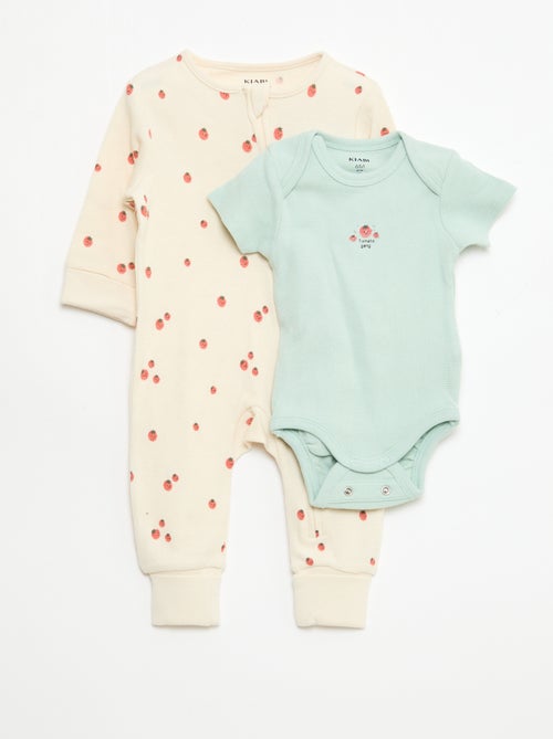 Pack body evolutivo + pijama en punto canalé - Kiabi