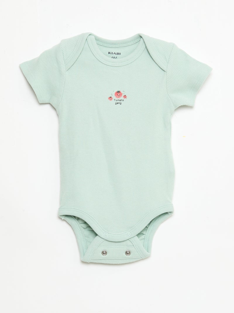 Pack body evolutivo + pijama en punto canalé Blanco - Kiabi